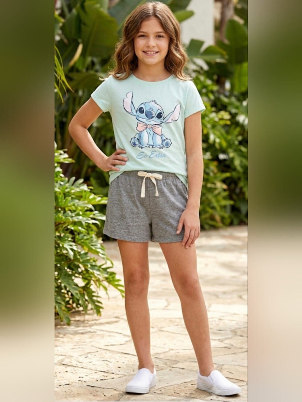Disney Lilo & Stitch T Shirt and Shorts Set Girls Size 10/12 EUC